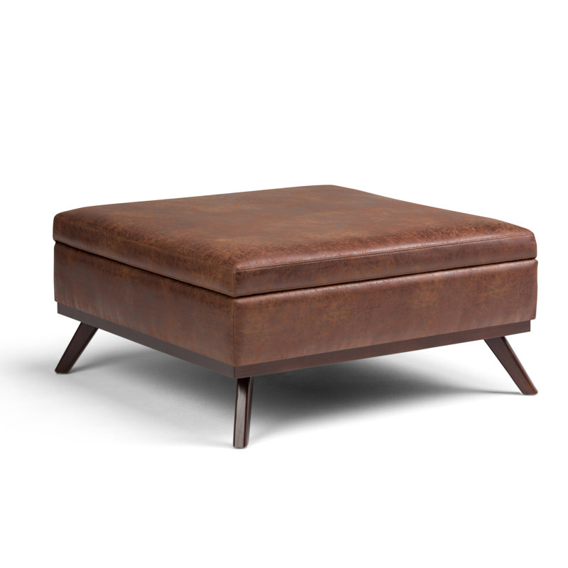 AllModern Faux Leather Square Storage Ottoman & Reviews